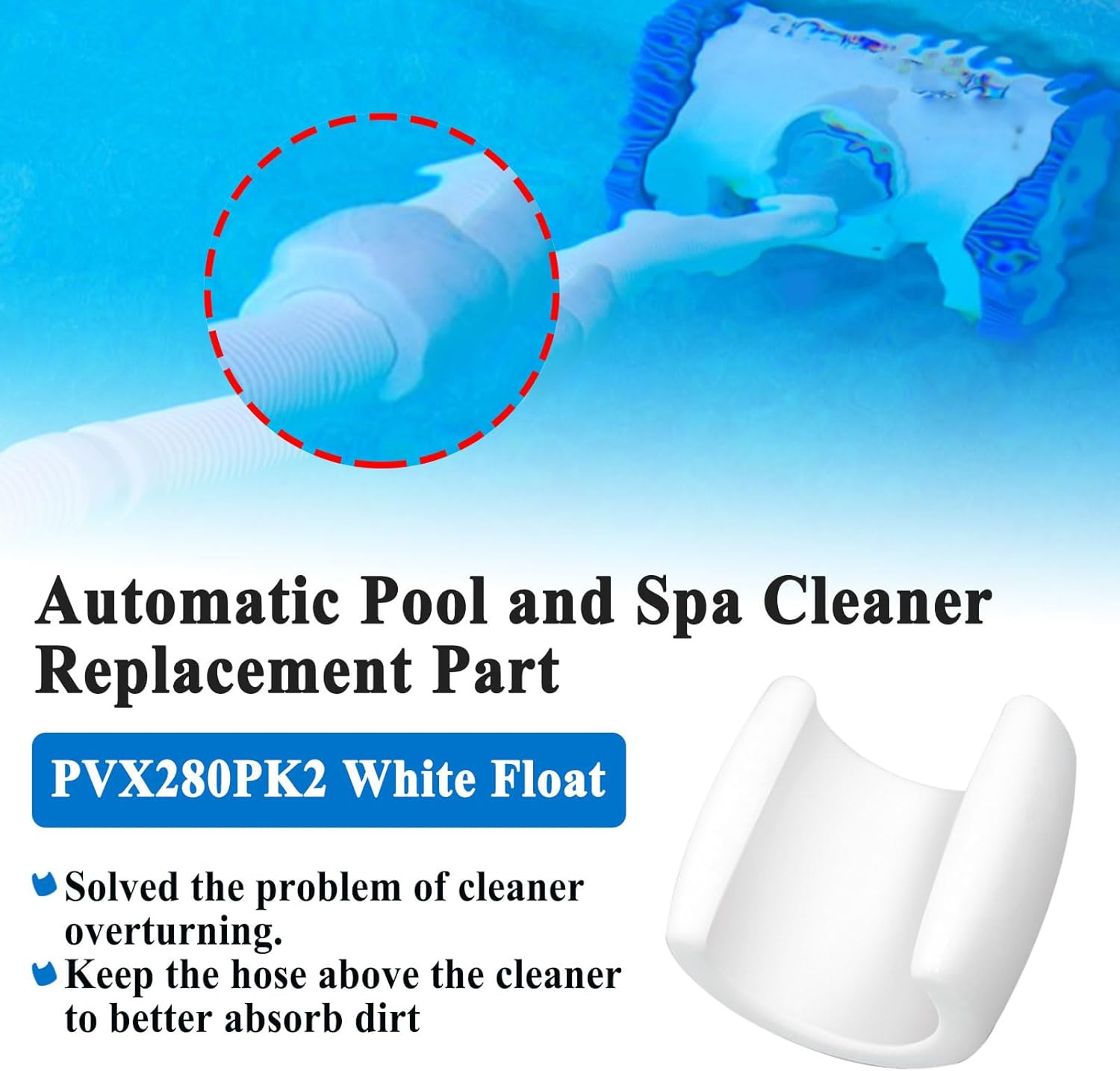 4 Pcs PVX280PK2 White Float for 2/4 Wheel Pool Cleaner Hoses, #896584000-280