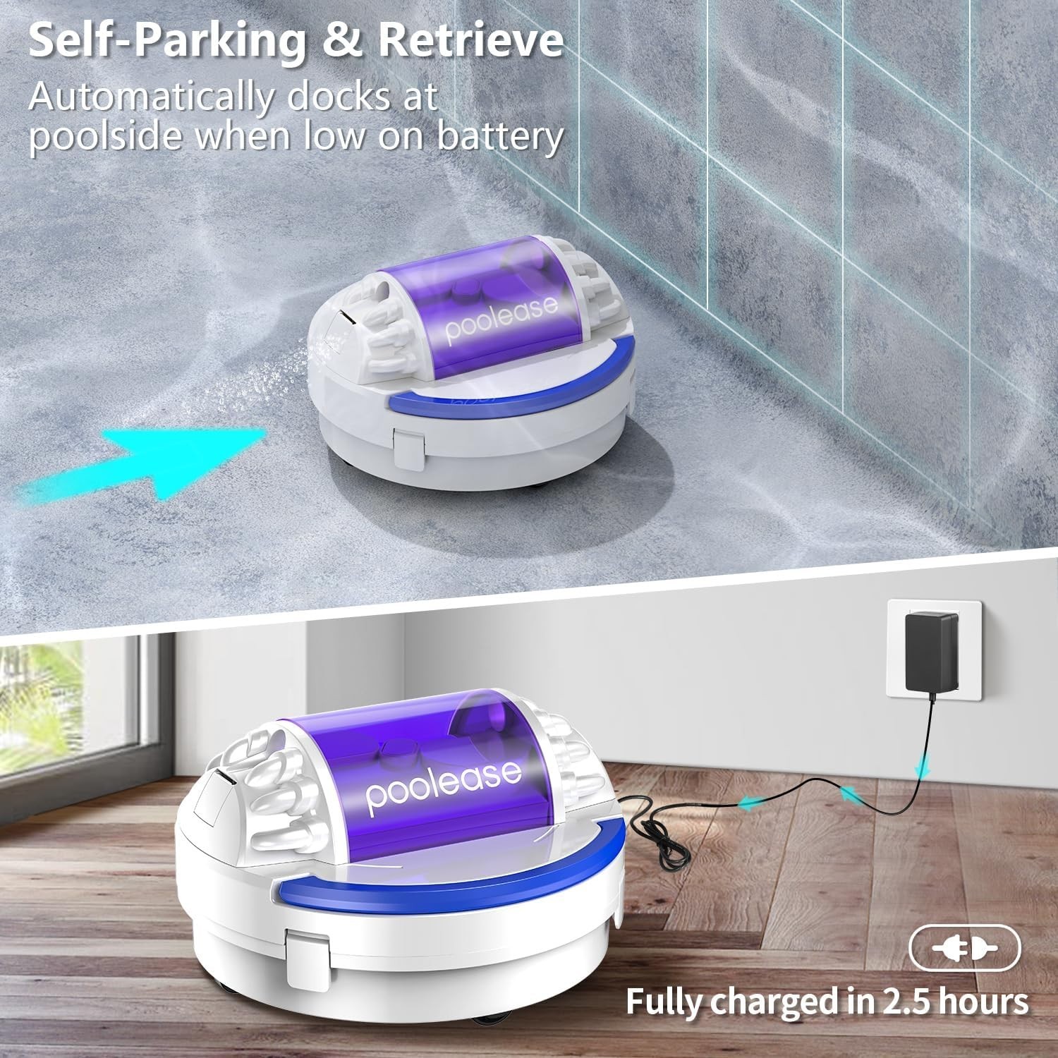 Poolease X1 Cordless Robotic Pool Cleaner Pool Floor 2600mAh 11.1V CE