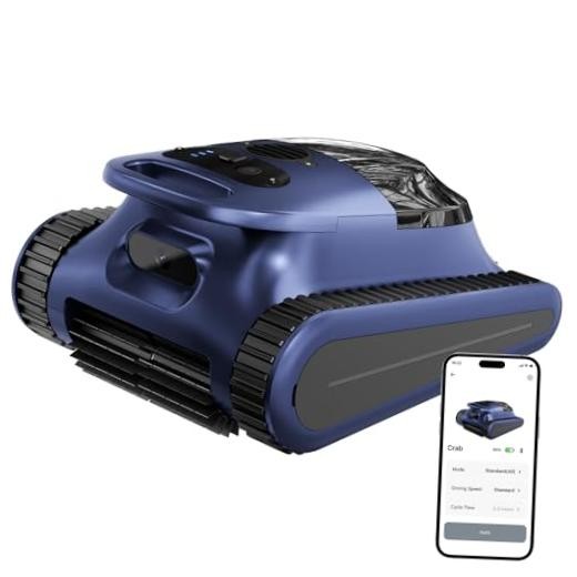 Cordless Robotic Pool Cleaner, Pool Vacuum 180W Brushless Motor, Dark Blue