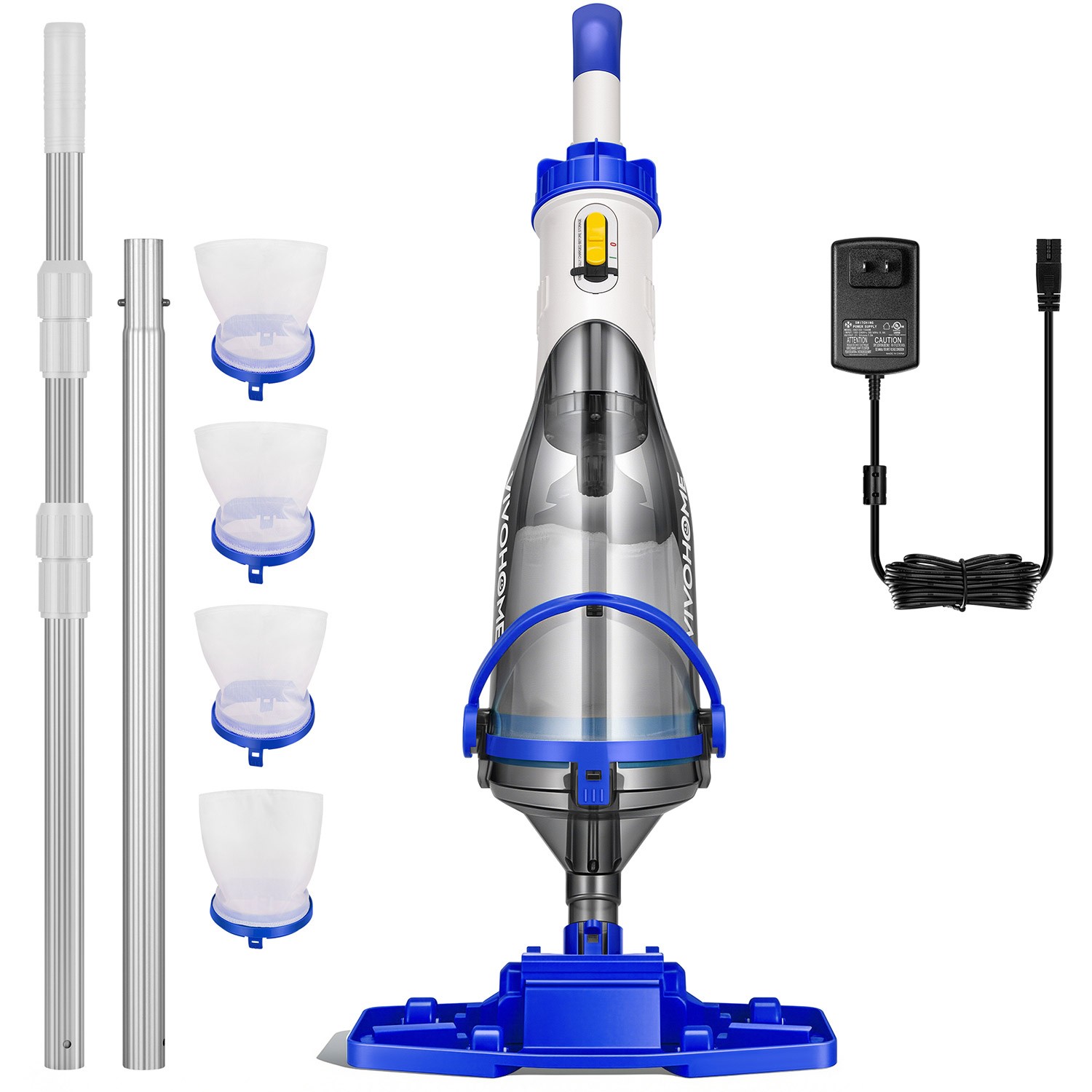 Cordless Pool Vacuum Cleaner 1110GPH Handheld Rechargeable for Pools Spas 60min