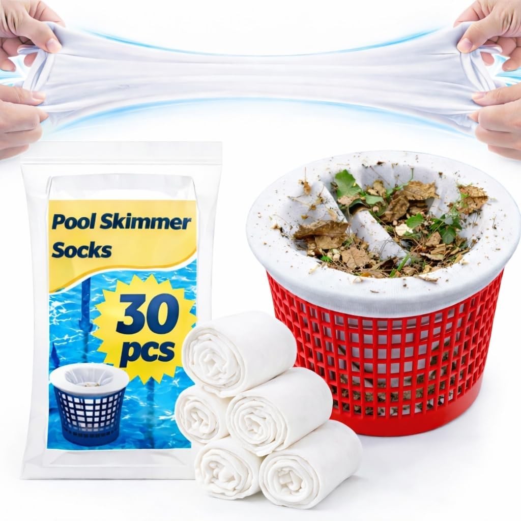 30 Pack Pool Skimmer Socks – Pool Socks for Skimmer Basket, Traps Dog Hair, Sand