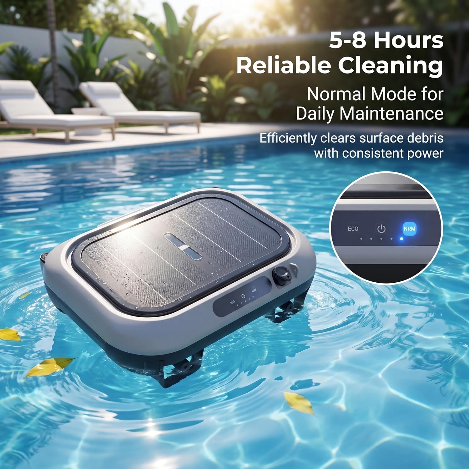 Automatic Robotic Pool Vacuum Cleaner Skimmer Solar Powered
