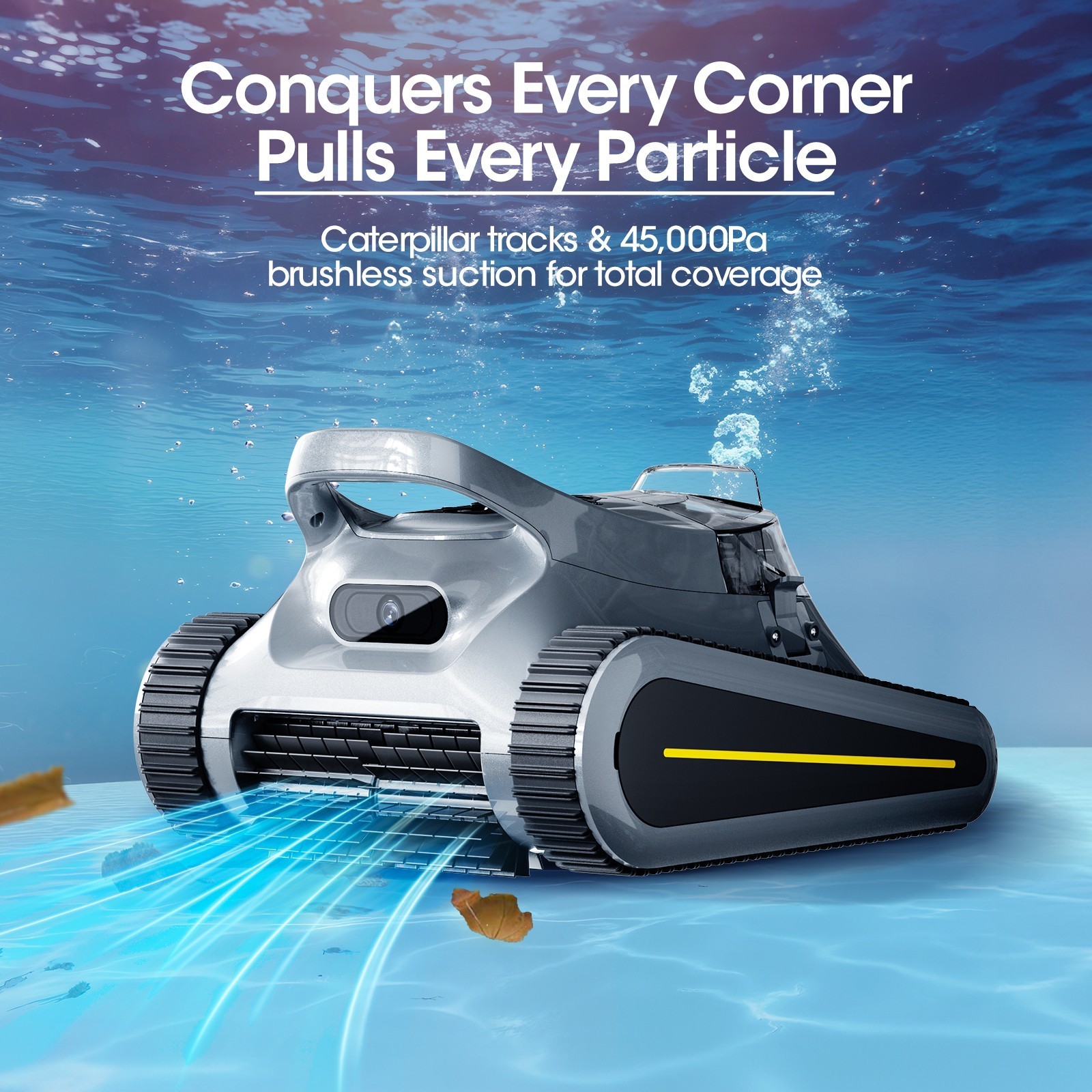 Seauto SAT30 Cordless Robotic Pool Cleaner 3H Wall Cleaning App Support-Gray