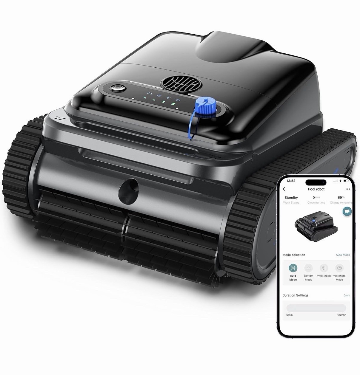 2026 Upgrade OUCAXIA Robotic Pool Vacuum, 4L Large Capacity Pool Vacuum Charcoal