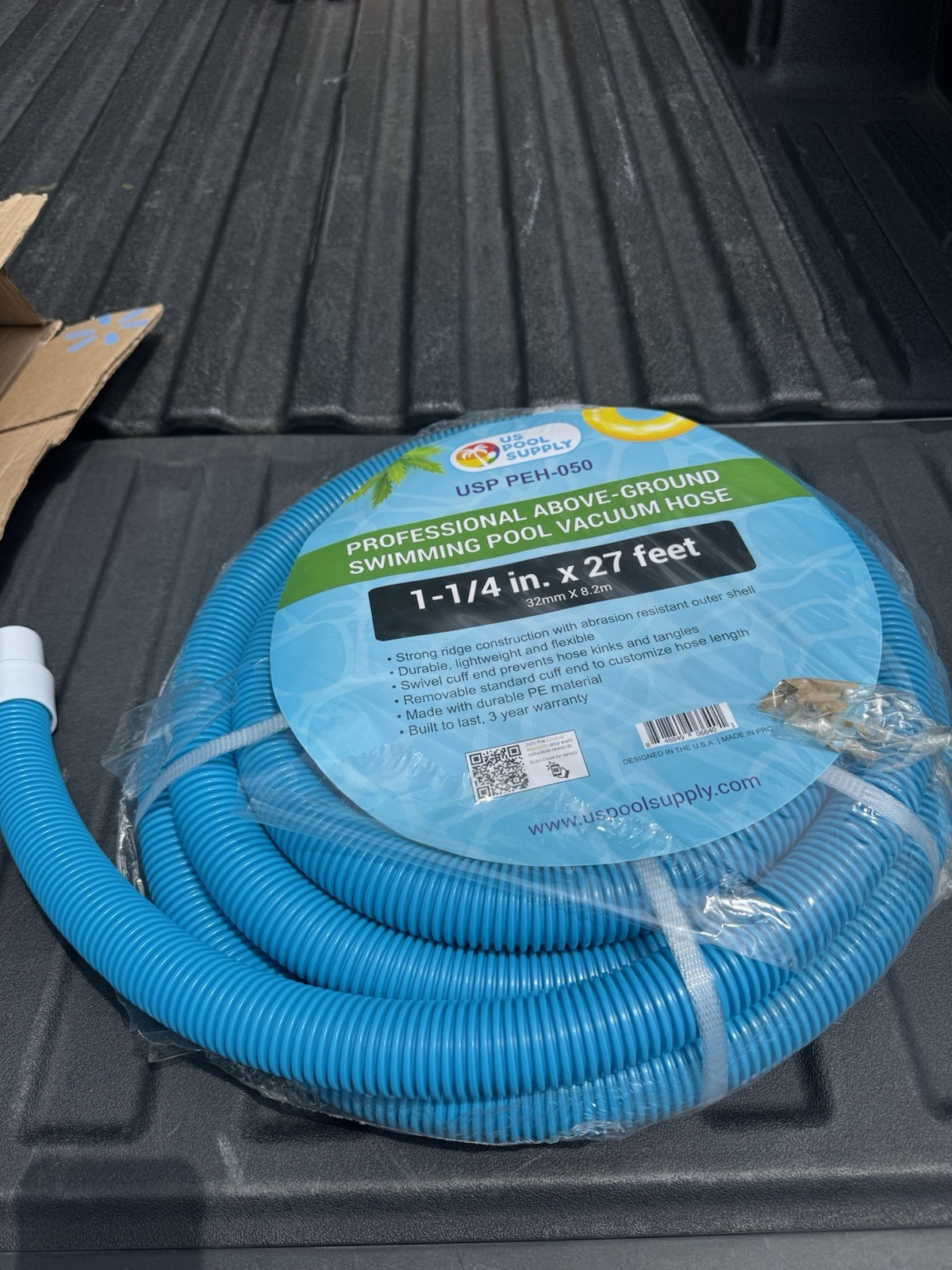 1-1/4″ x 27 Ft Above Ground Swimming Pool Vacuum Hose, Swivel Cuff, Cut to Fit