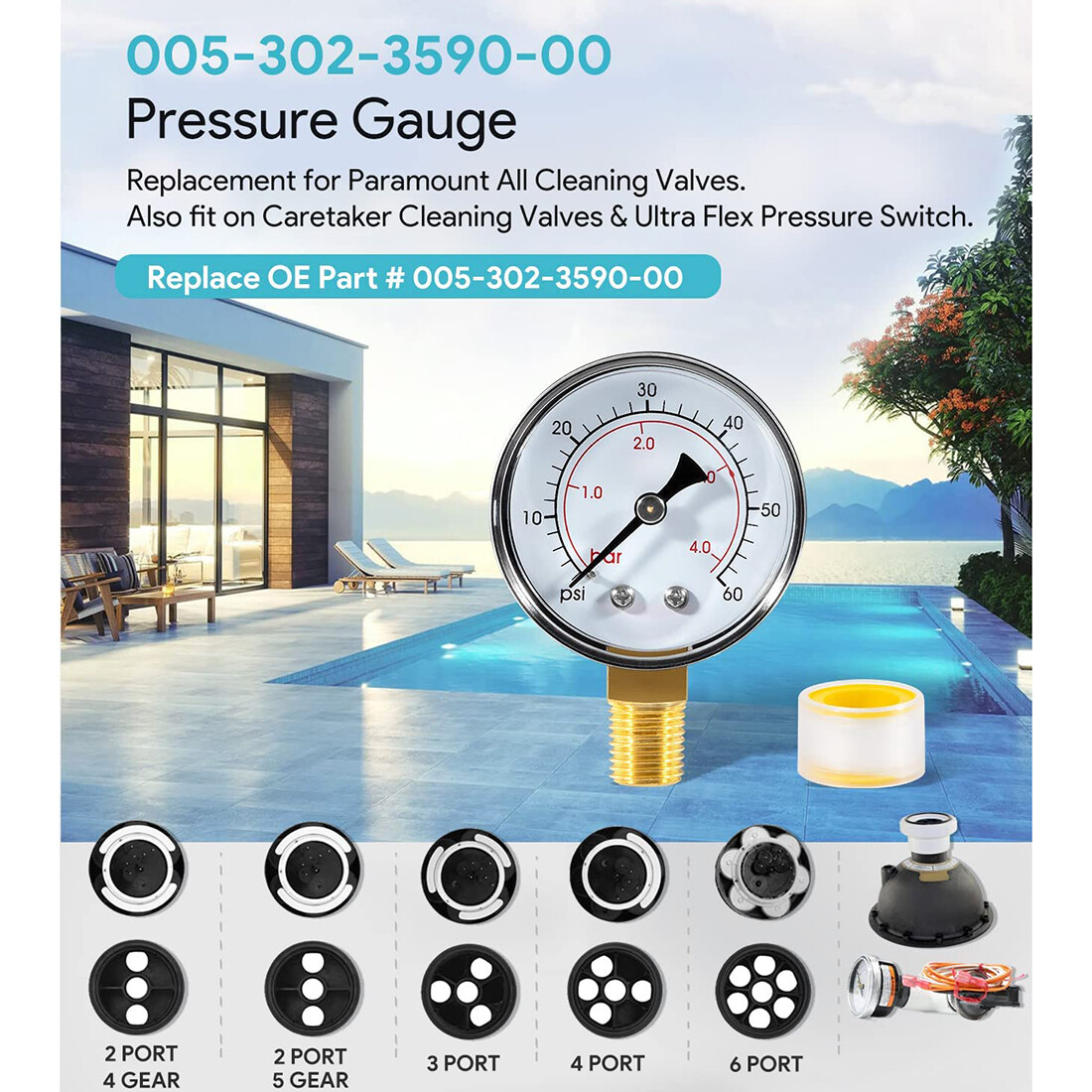 6-Port Module w/Valve Shell Oring + Pressure Gauge for Paramount 004-302-4408-00
