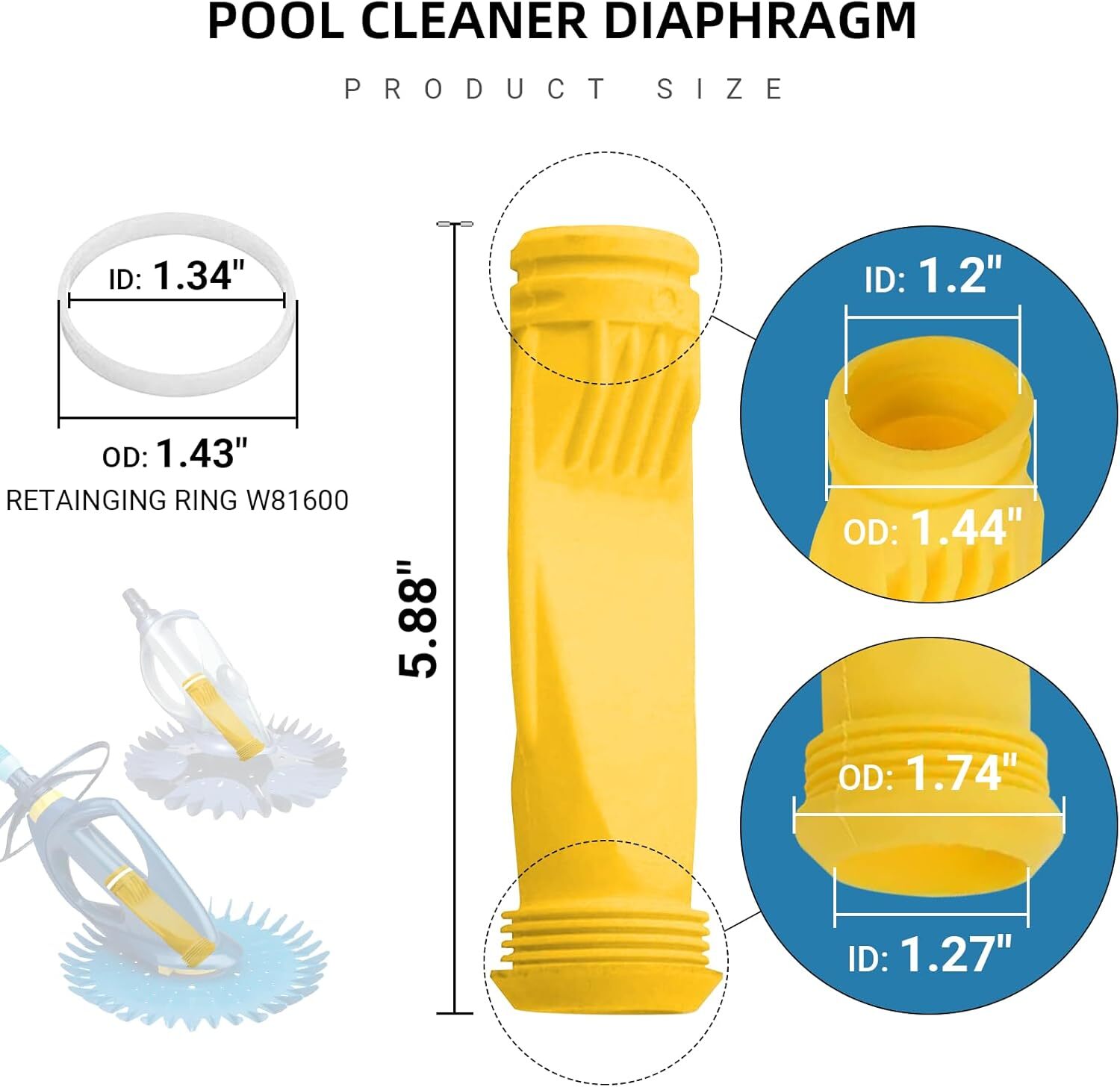 CALPALMY (4-Pack) Pool Cleaner Diaphragm Exact Replacement W69698 W81701…