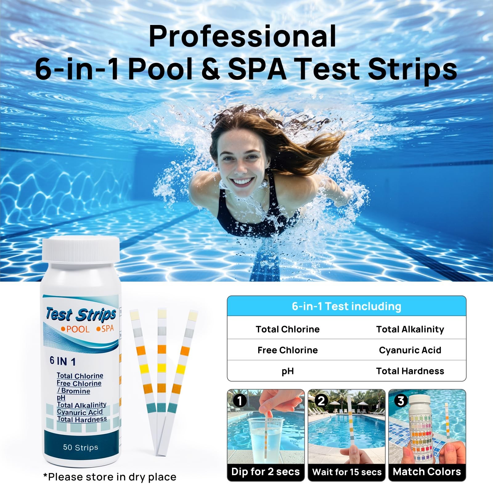 Consciot 5-In-1 Pool Cleaning Kit Including Deep Leaf Rake Net 17.3 Wall Brush