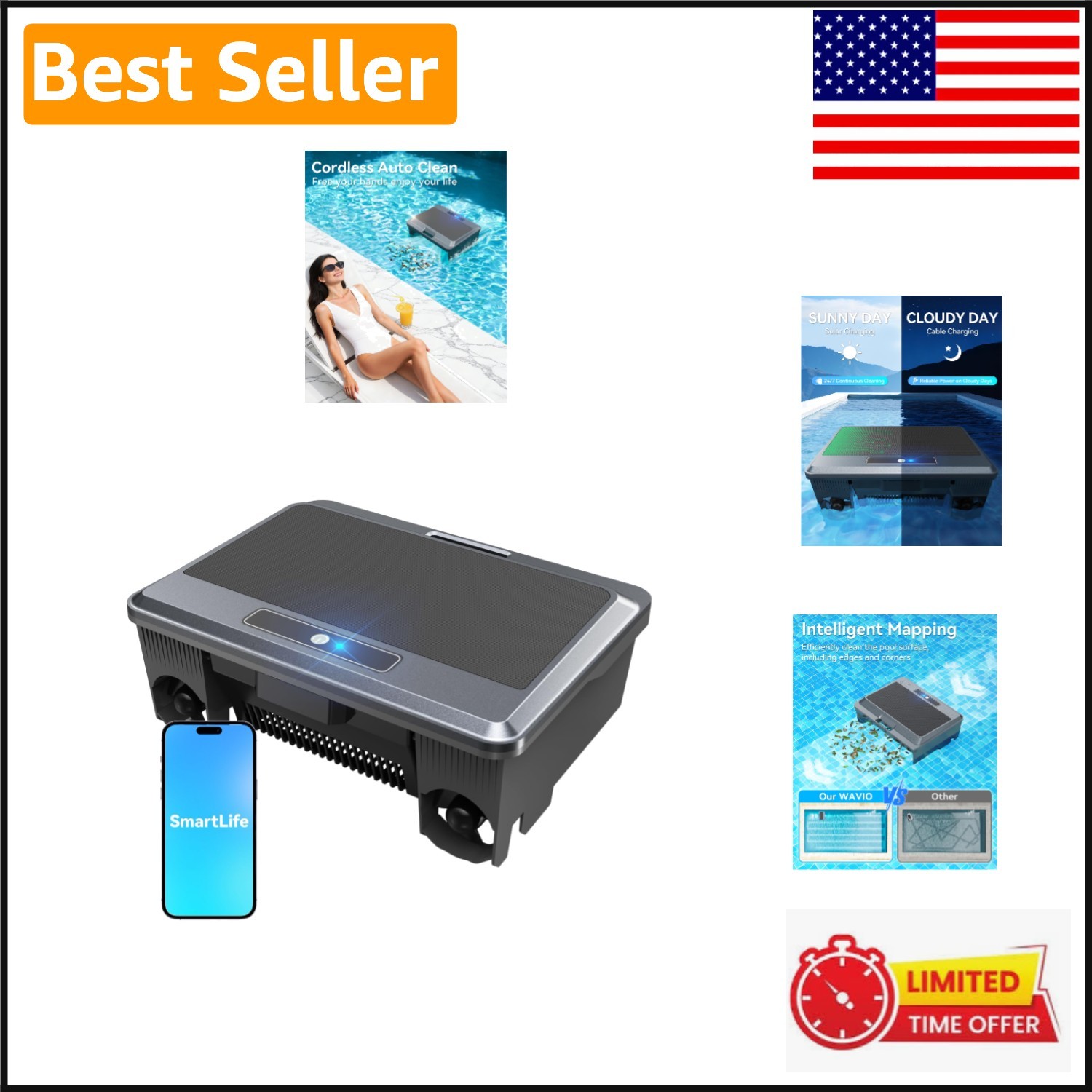 2026 Solar Powered Robotic Pool Skimmer with APP Control for Above Ground Pools