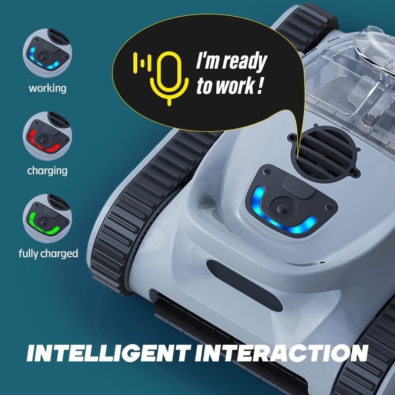 Pool Vacuum for Inground Pools Cordless Robotic Pool Cleaner APP Control Grey