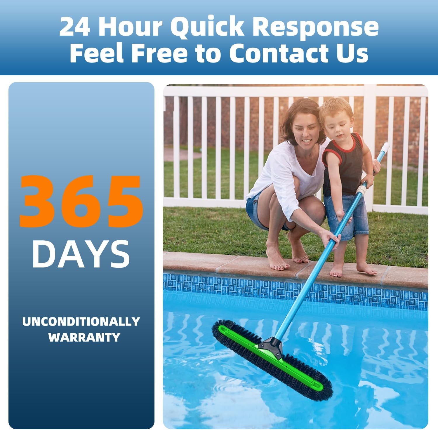20″ Heavy Duty Pool Brush with Soft Bristles for Fast Cleaning Walls & Floors