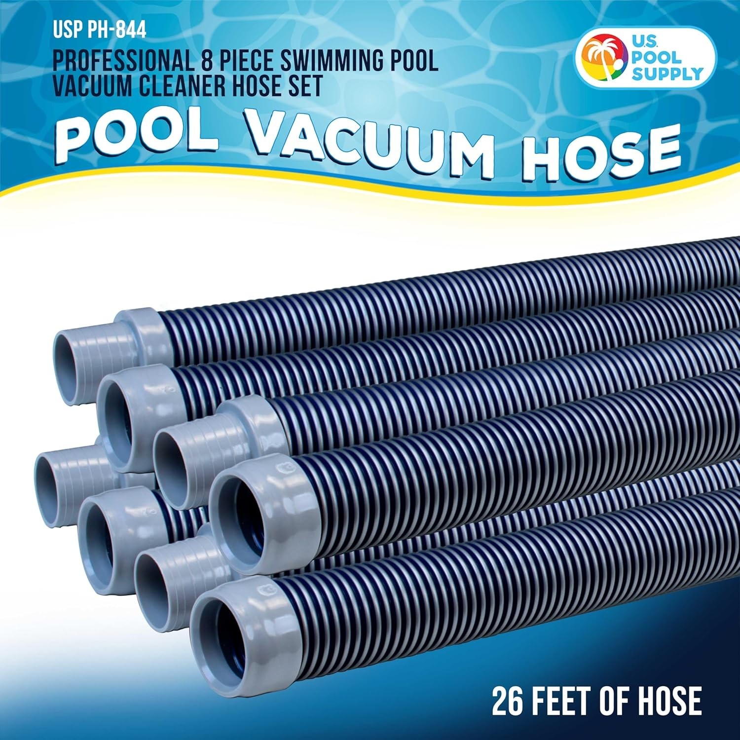 Flexible 8 Section Pool Vacuum Hose – Crush-Proof Design With Easy Installation