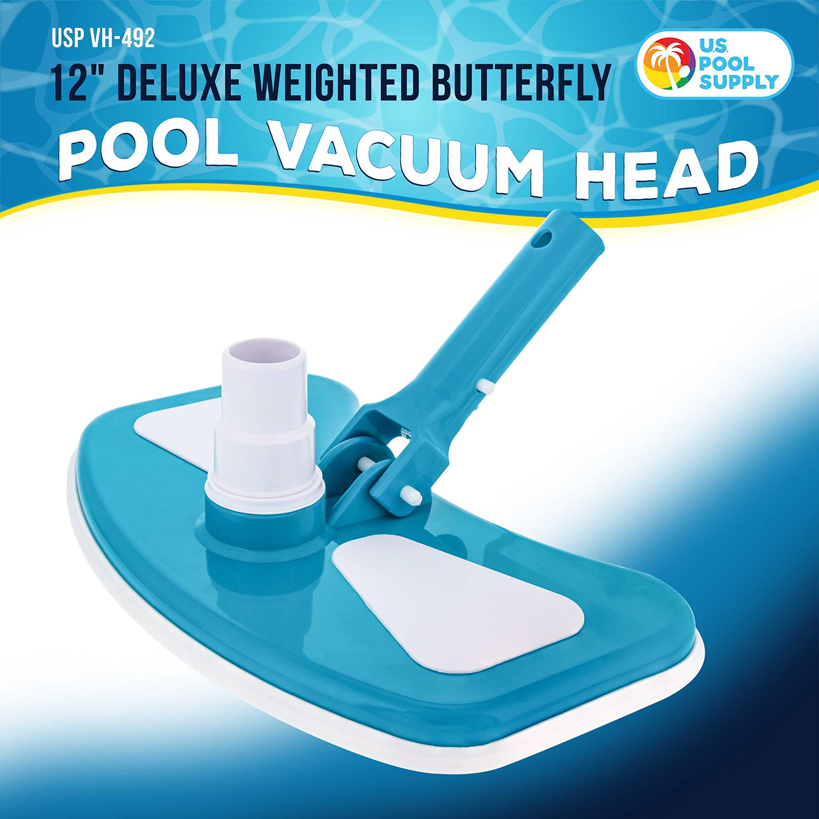 U.S. Pool Supply 12″ Deluxe Weighted without Side Brushes, blue and white