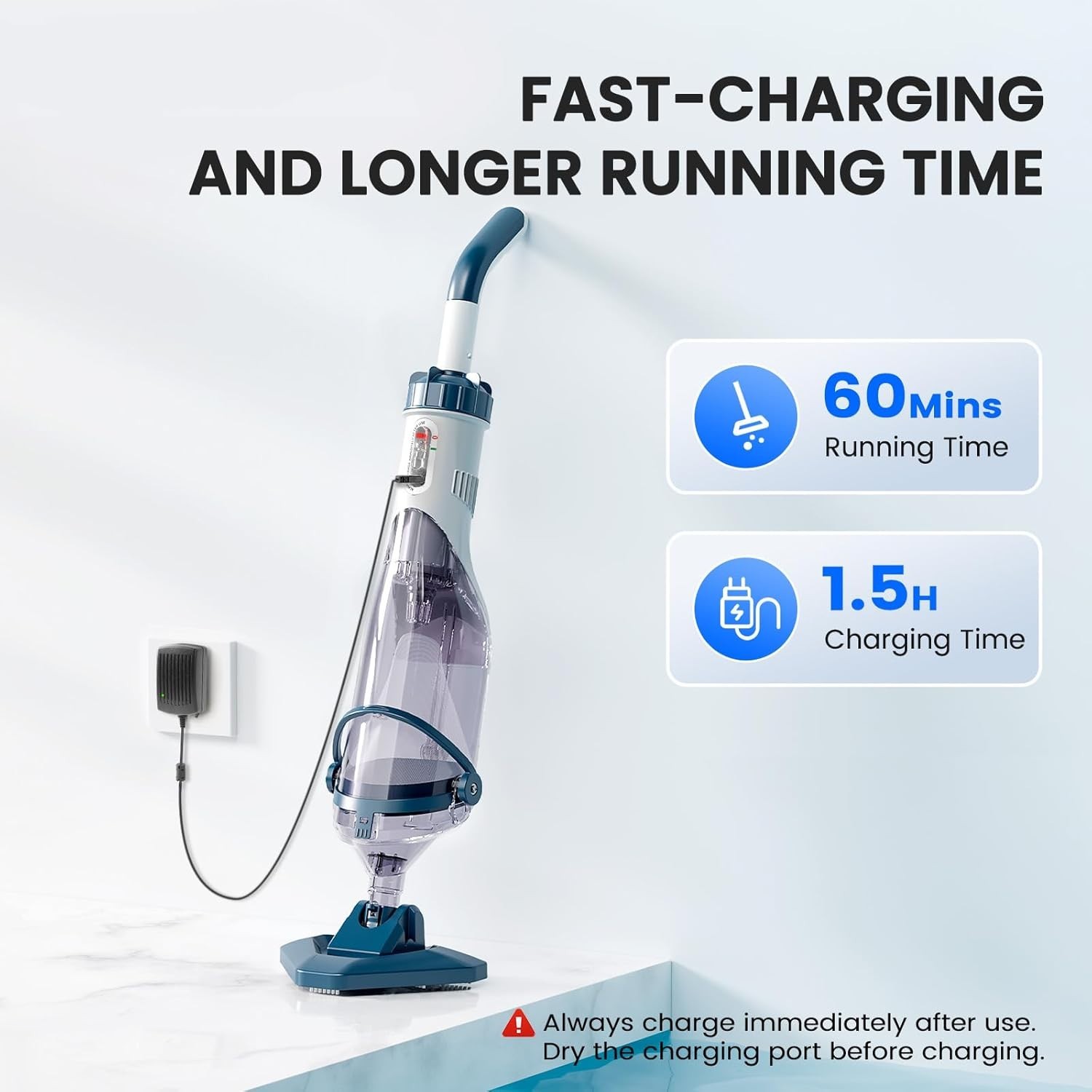 Lightweight Cordless Pool Vacuum with 5 Reusable Filter Bags for Easy Cleaning