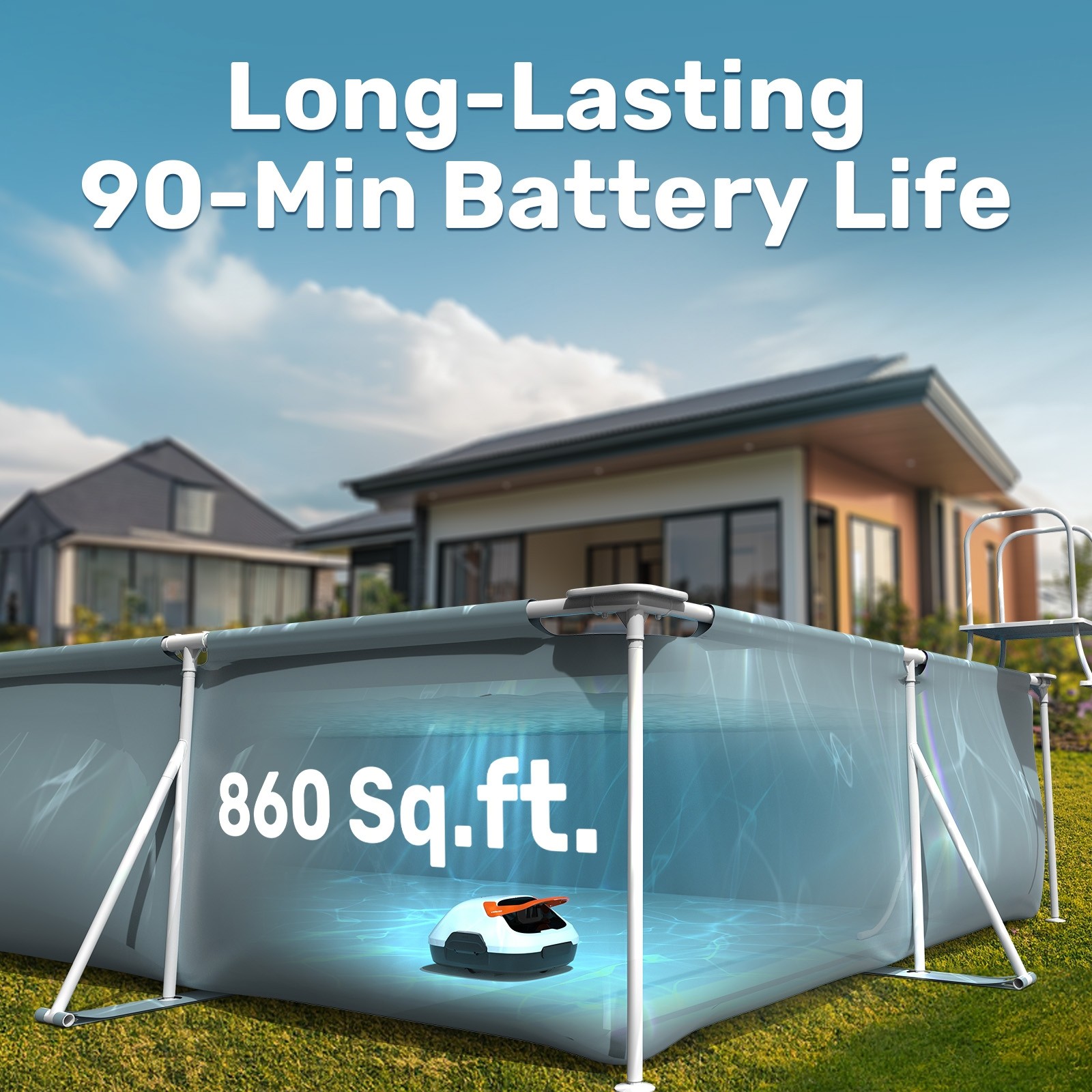 Cordless Pool Robot Cleaner,Self-Parking, 7.5 lbs Lightweight