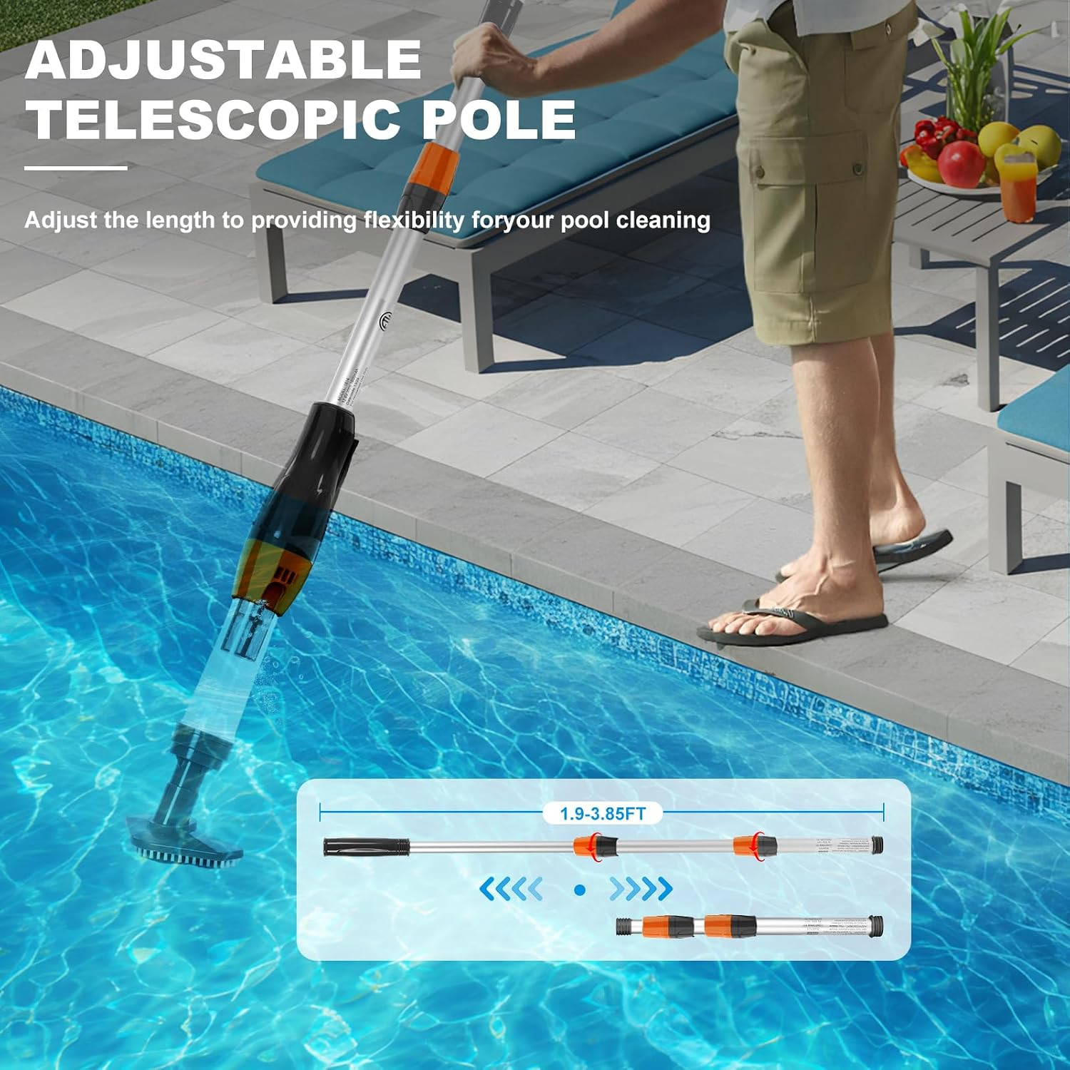 3 in 1 Cordless Rechargeable Pool Vacuum, Handheld Pool Cleaner Ideal for Spas,