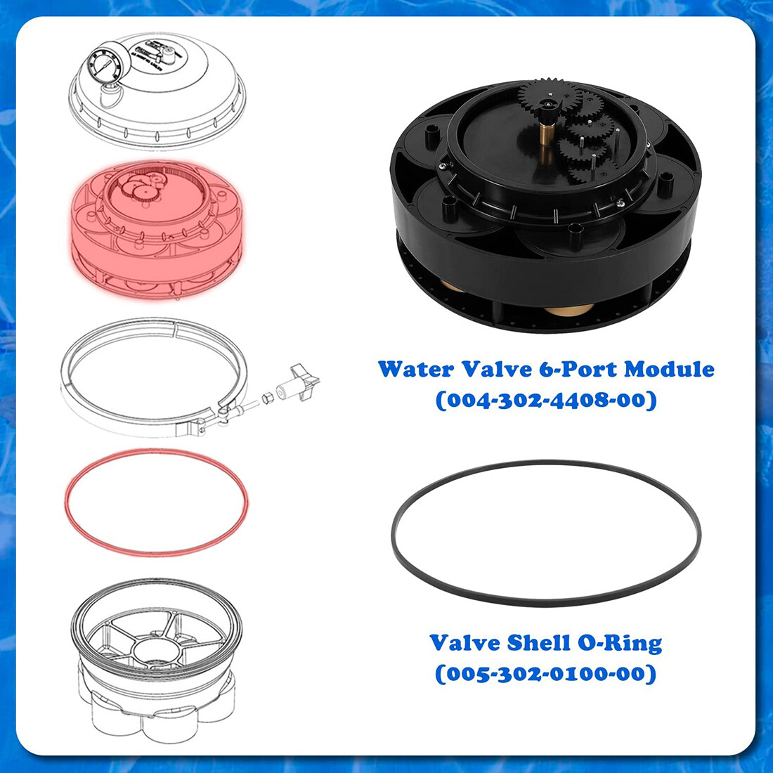 for 004-302-4408-00 Paramount 6 Port Module Water Valve with Valve Shell O-ring