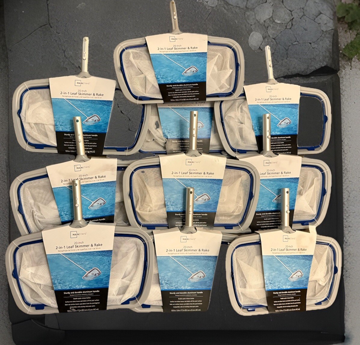 10 X Mainstays 2in1 Plastic Combo Leaf Skimmer and Rake for Swimming Pools Pond