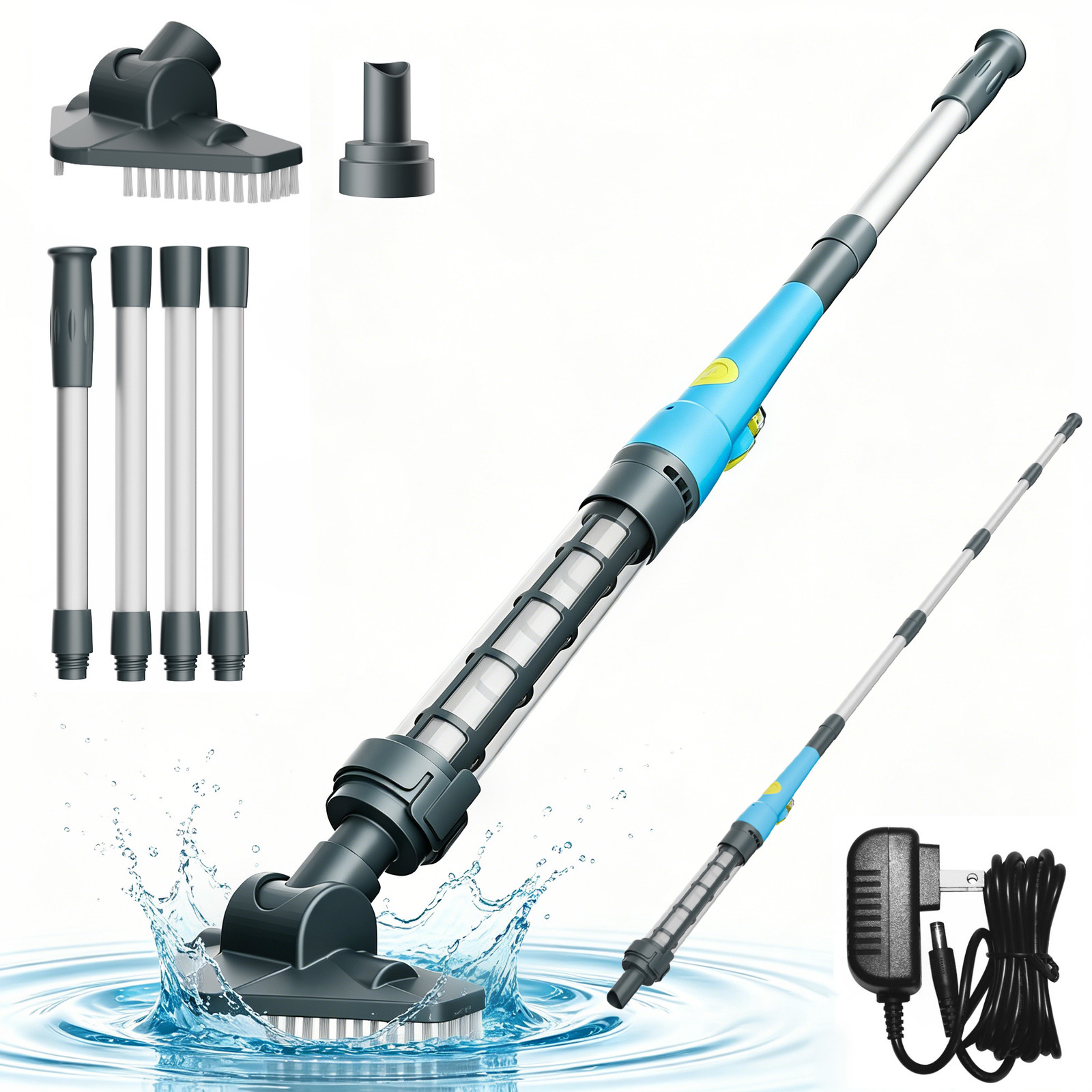 Rechargeable Pool Vacuum, 4000mAH Handheld Cordless Hot Tub Pool Cleaner Vacuum
