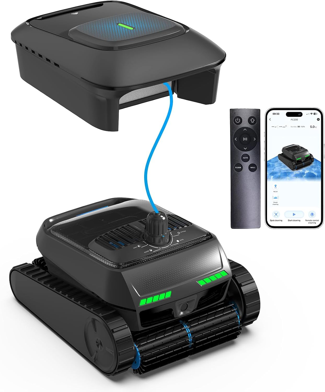 Automatic Robotic Pool Vacuum Cleaner with Skimmer, Smart Navigation, Pool Clean