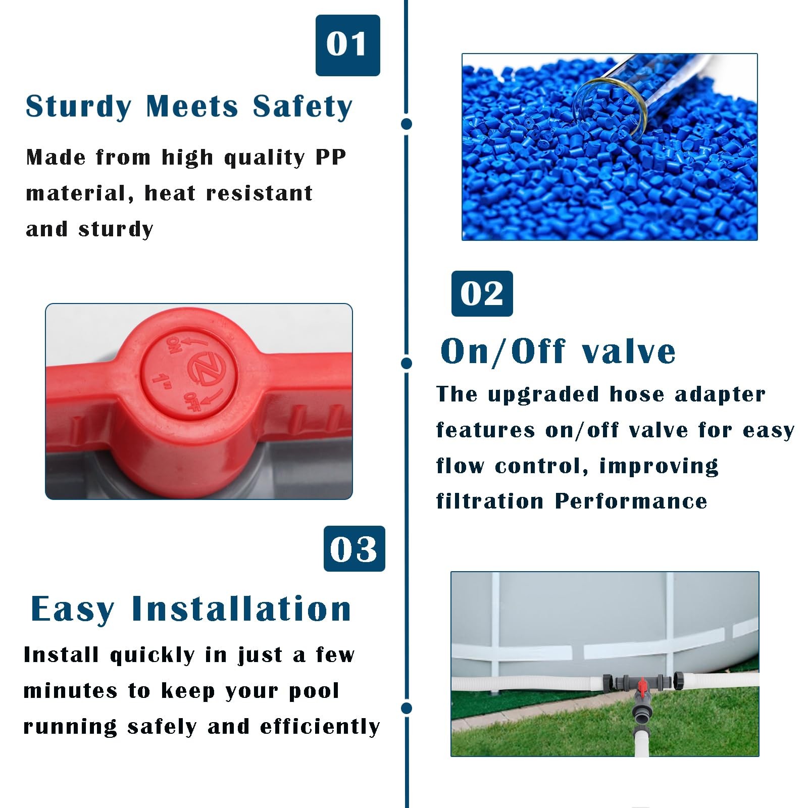 Pool Hose Tee with Valve, 1.5″ to Gray