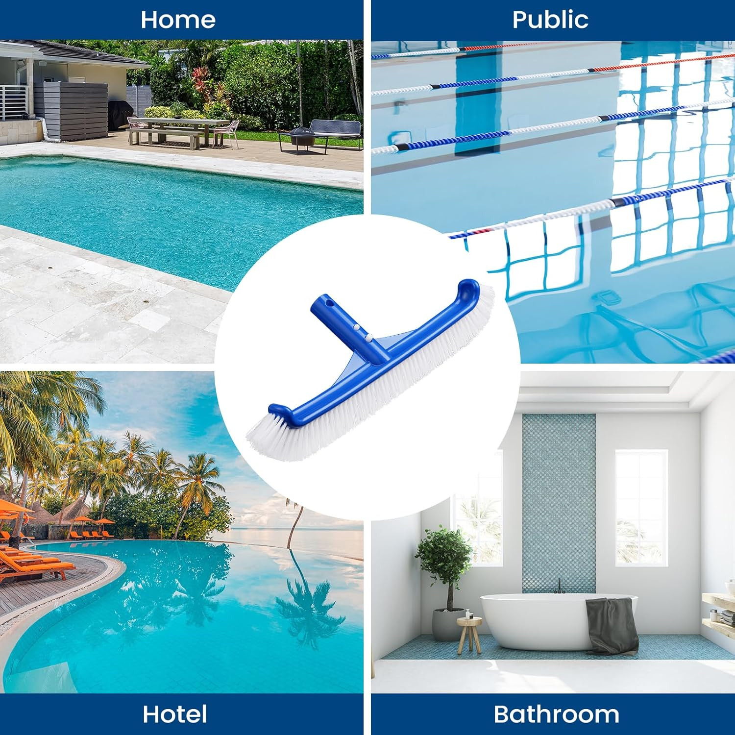 Pool Brush Head – 18″ Pool Brush for Cleaning Pool Walls, Premium Swimming Pool