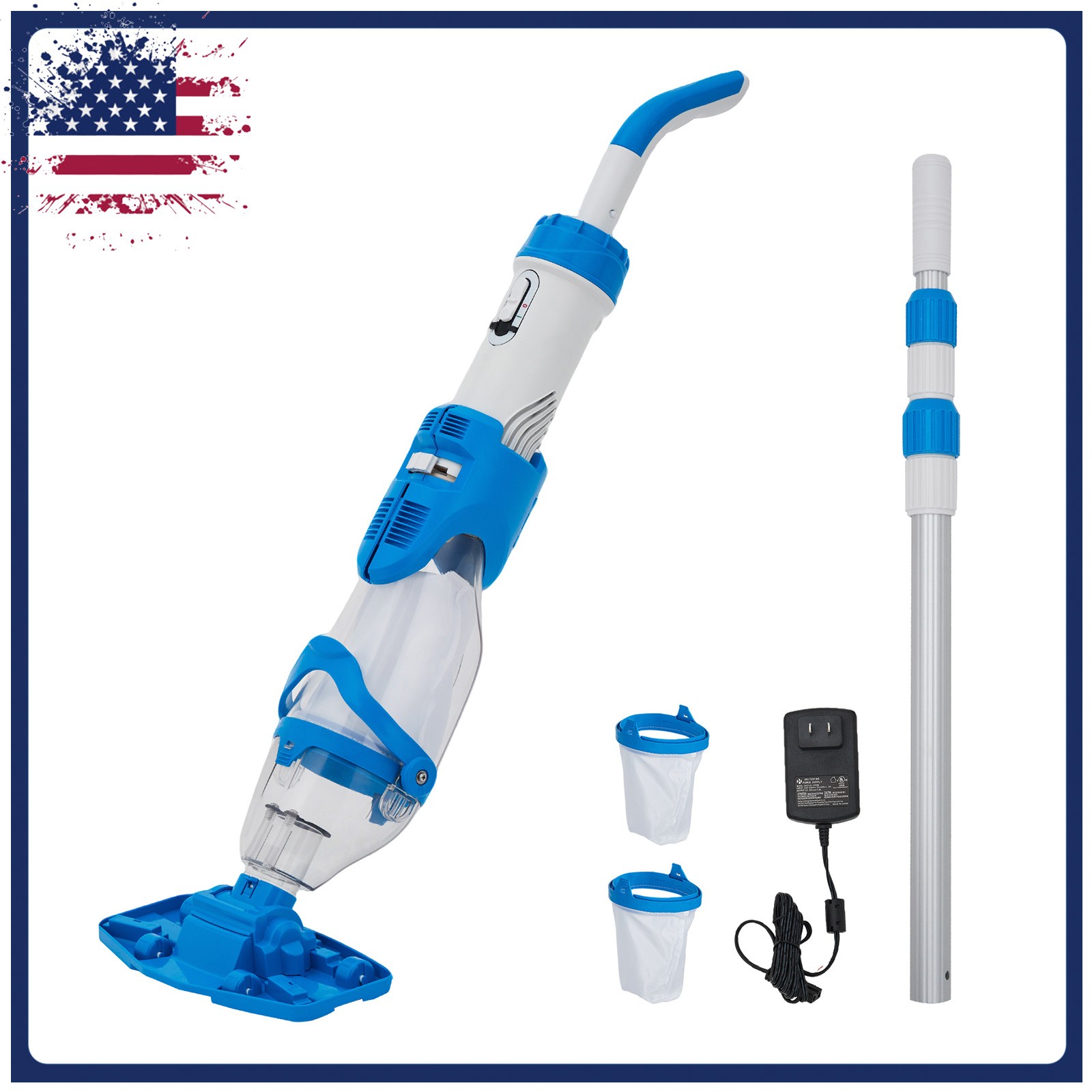 Cordless Pool Vacuum Handheld Pool Vacuum for Above Ground Pool, 60Mins Runtime