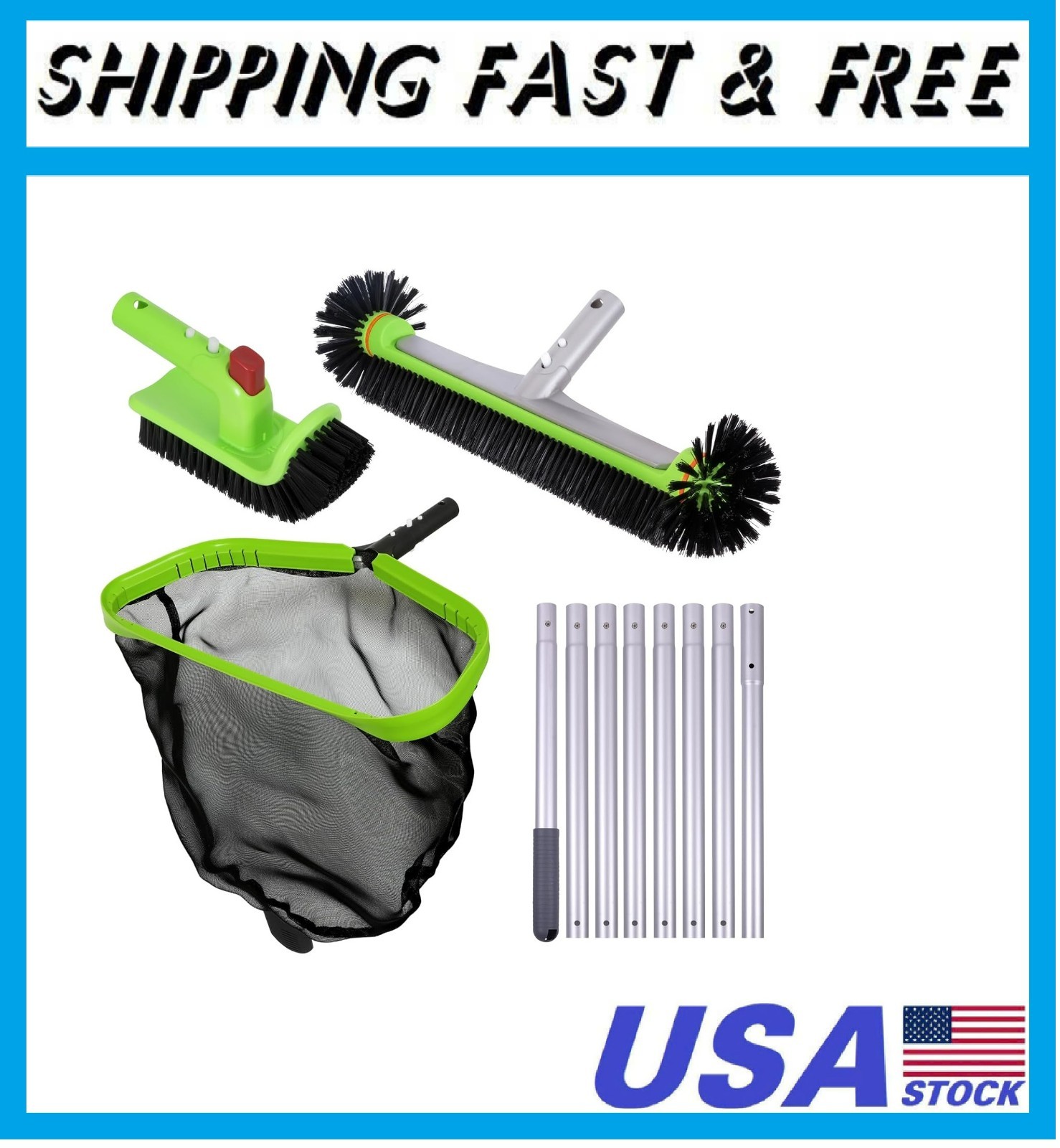 Sepetrel Deluxe Swimming Pool Cleaning Kit with 10.5″ Aluminum Pole,Professional
