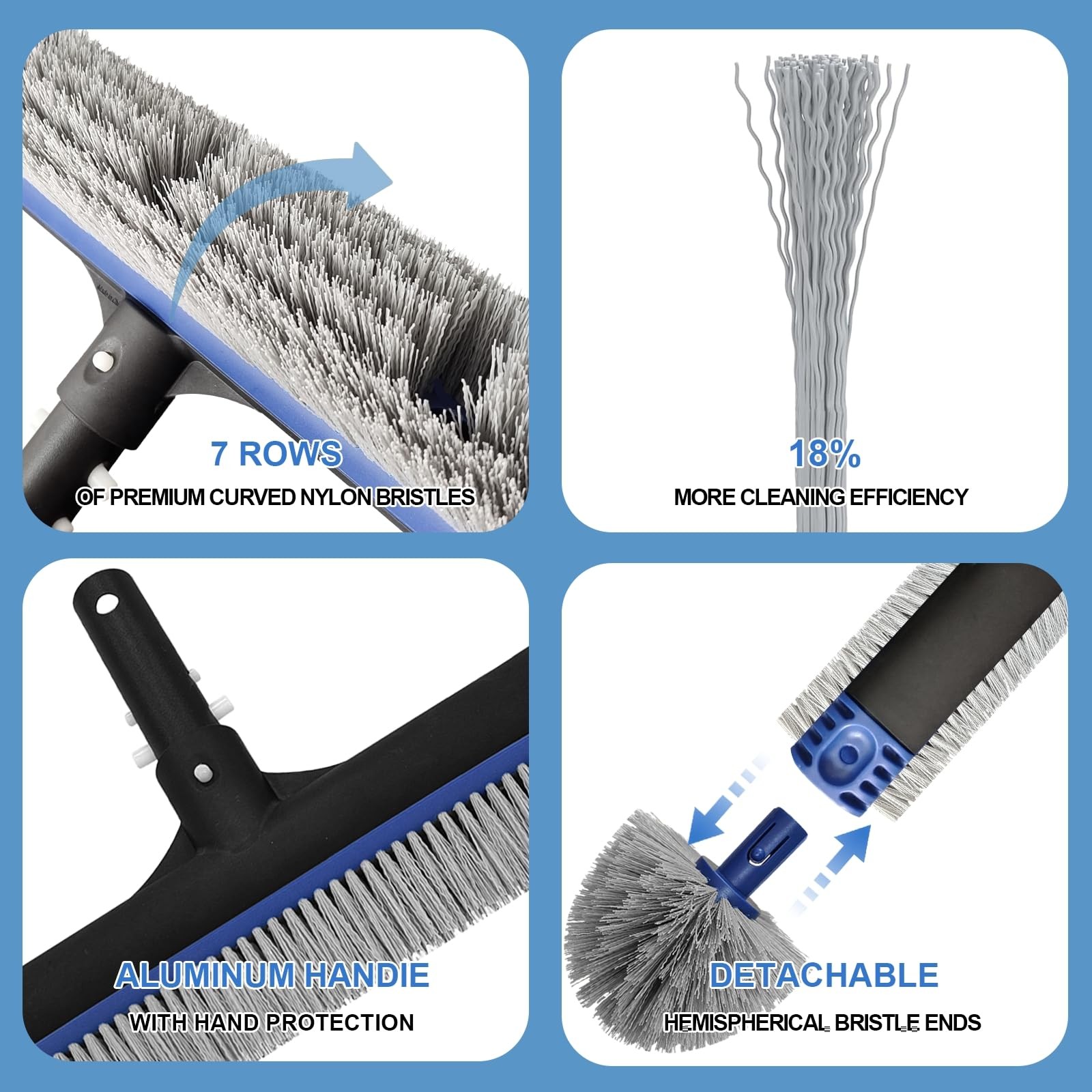 5-in-1 Pool Cleaning Kit – Includes Semi-Deep Skimmer Net, Aluminum Leaf Rake…