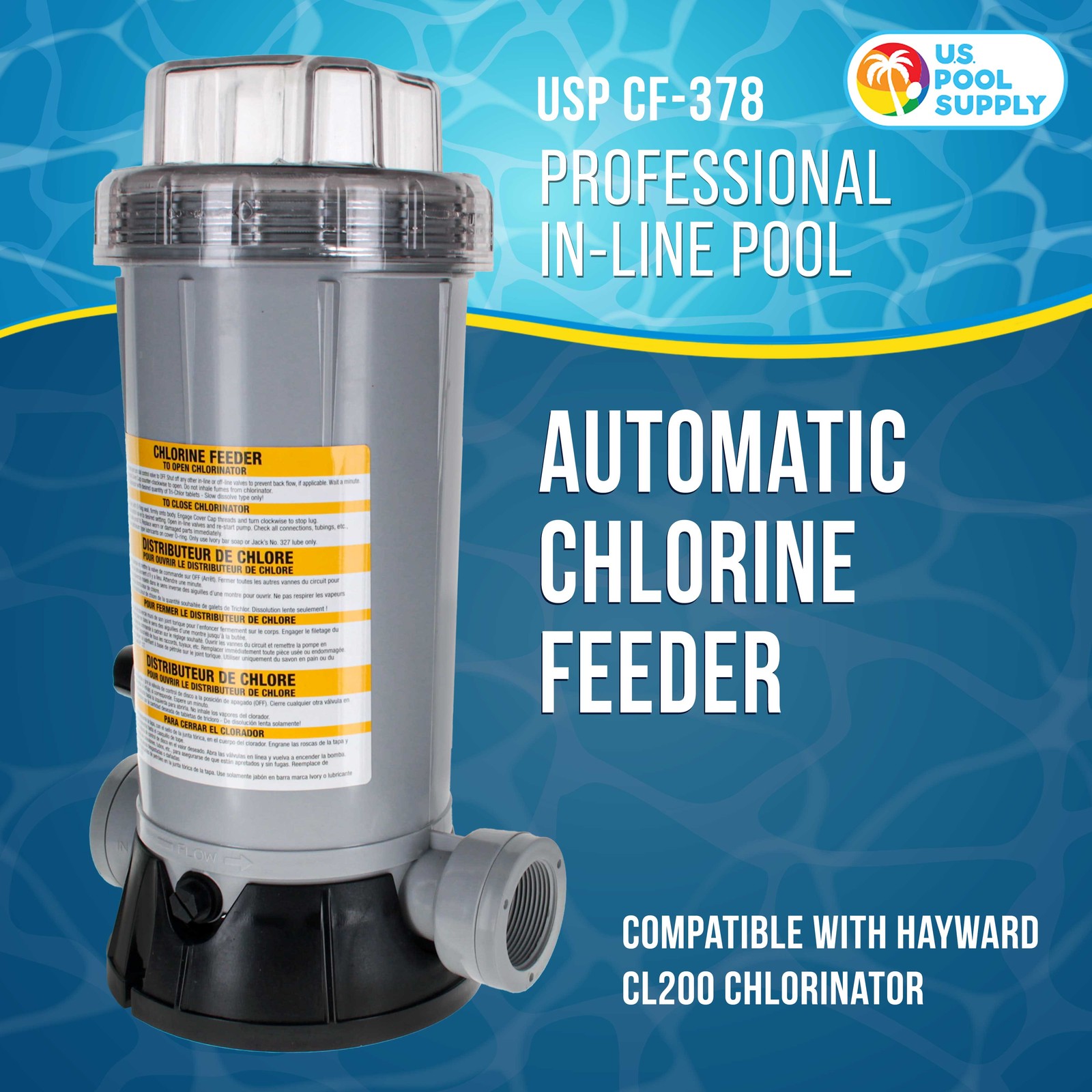 Professional In-Line Pool Automatic Chlorine Feeder – 9 lb Chemical Capacity