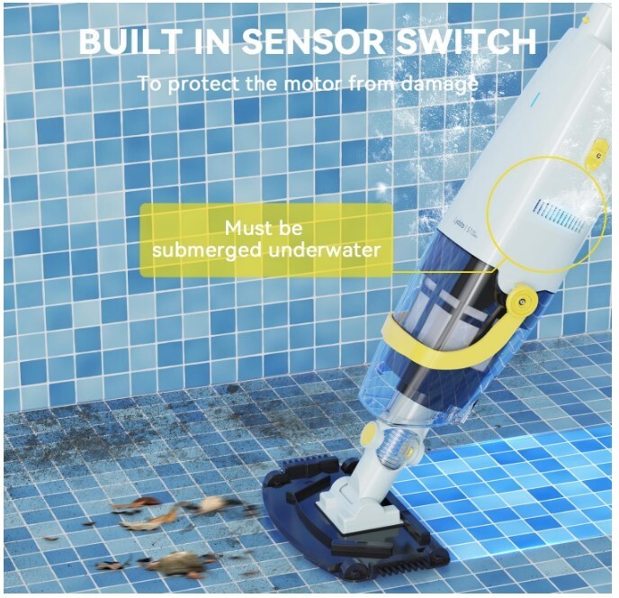 Handheld Pool Vacuum with Telescopic Pole, Cordless Rechargeable Pool Cleaner