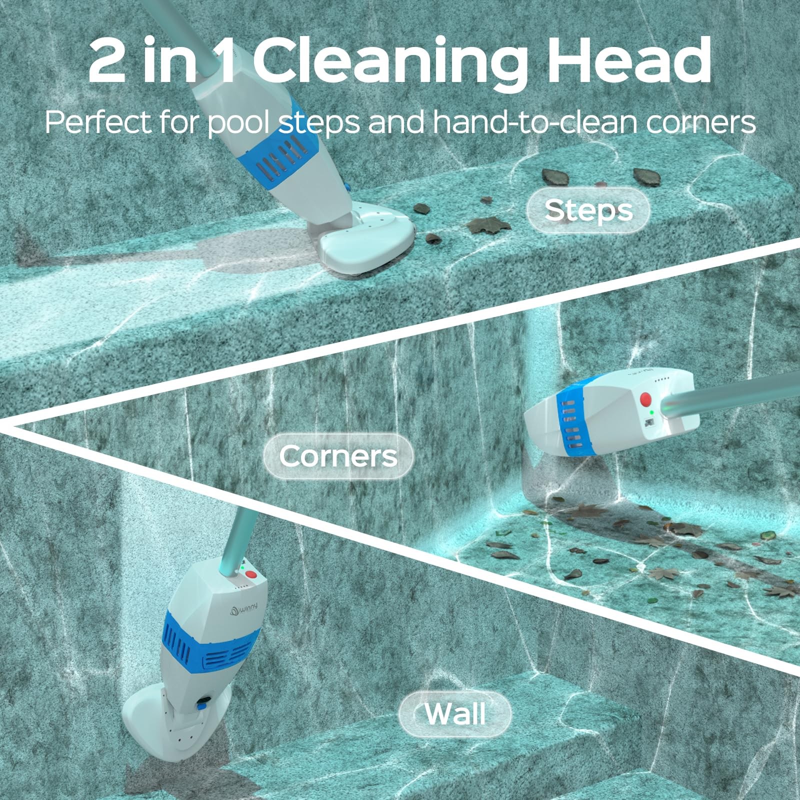 (2025 Upgrade) Cordless Pool Vacuum with 1548GPH Suction, 1Hour Runtime, Tele…