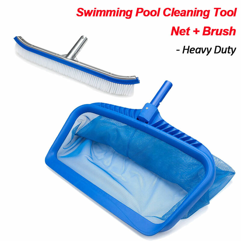 Pool Maintenance Cleaning Kit Skimmer Net Leaf Rake & 18″ Brush Head Cleaner US