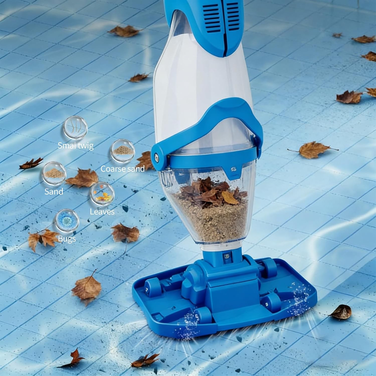 Powered Cordless Handheld Pool Vacuum Rechargeable Pool Cleaner 60 Mins Runtime