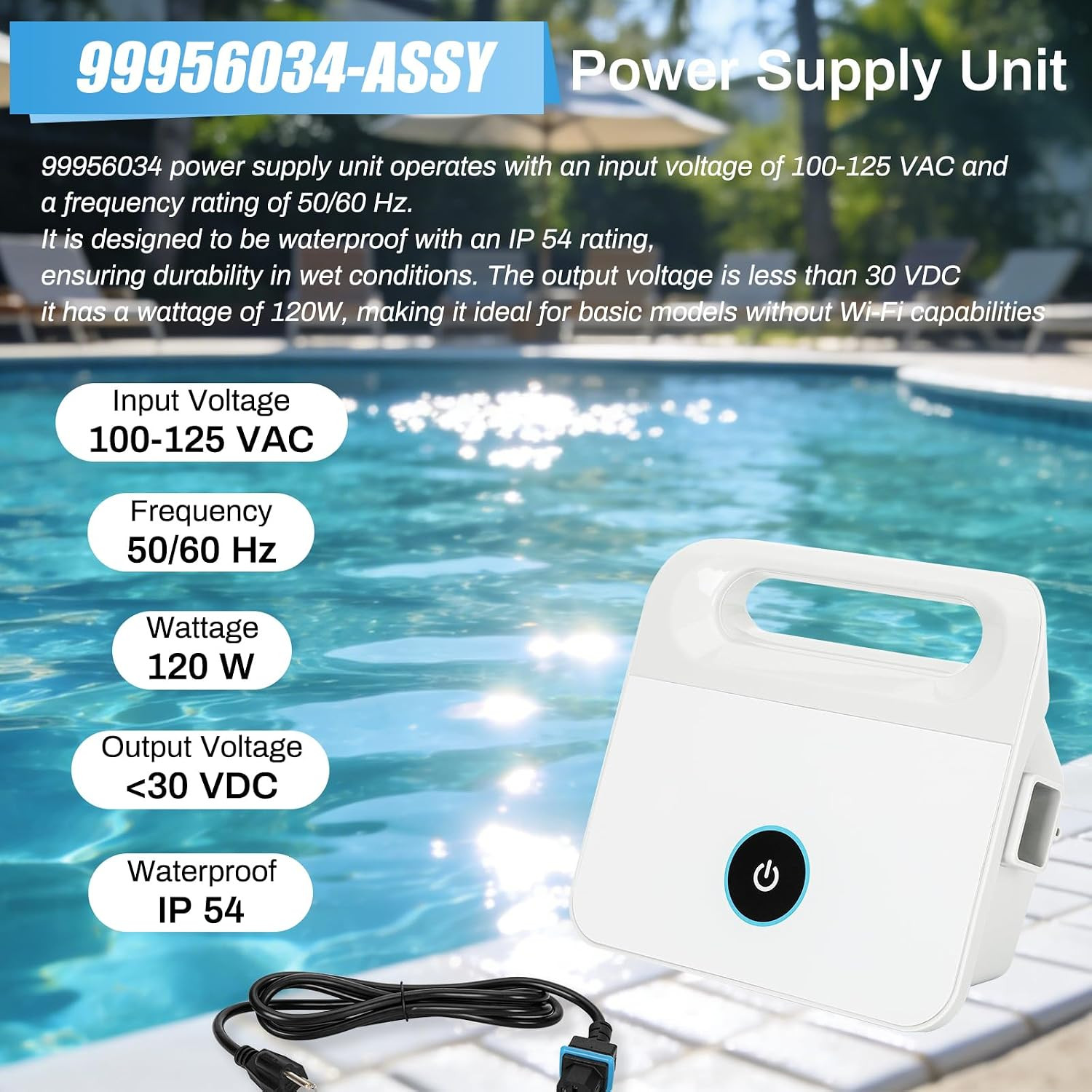 99956034 Power Supply Unit with 5898412LF Power Cord, IP54 Waterproof | Compatib