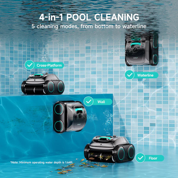 WYBOT C1 Pool Cleaner Wall Climb Cordless Robotic Pool Robot In-Ground Pools B
