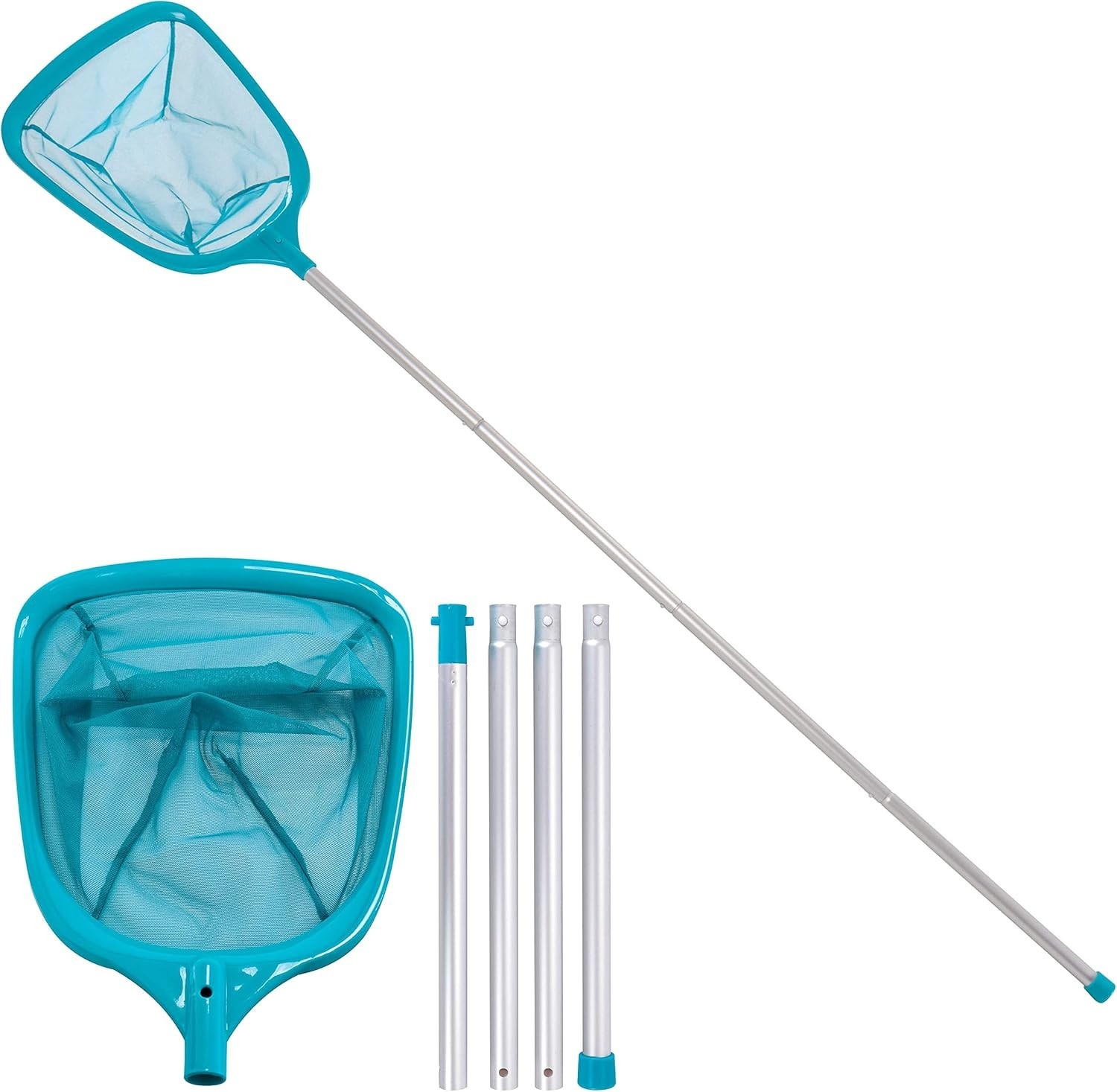 5 Foot Leaf Skimmer Net with Telescopic Pole for Effortless Pool Cleaning