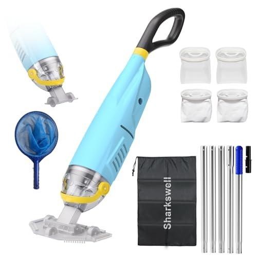 Cordless Pool Vacuum 60 Min 98″ Pole 4 Filters Sharkswell Dey084s