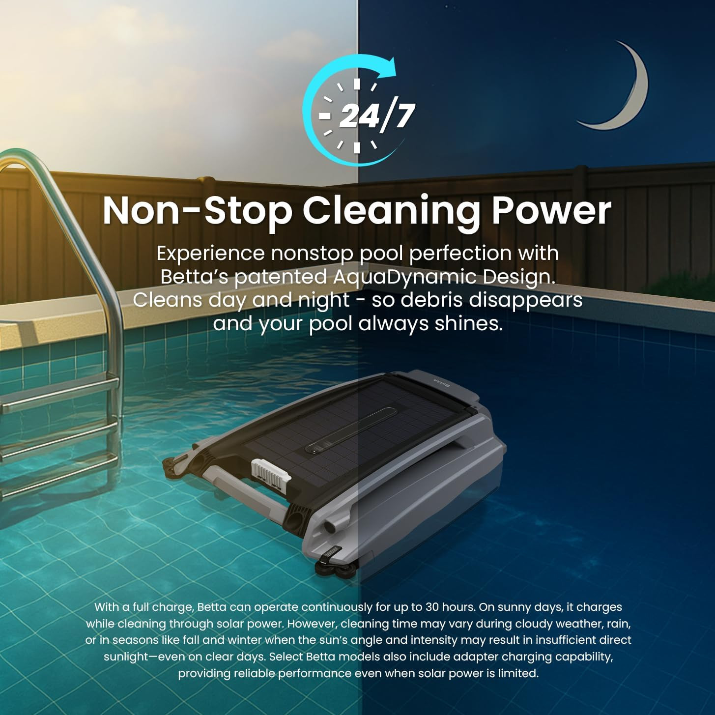 SE plus – Solar-Powered Robotic Pool Skimmer with 24/7 Continuous Cleaning Power