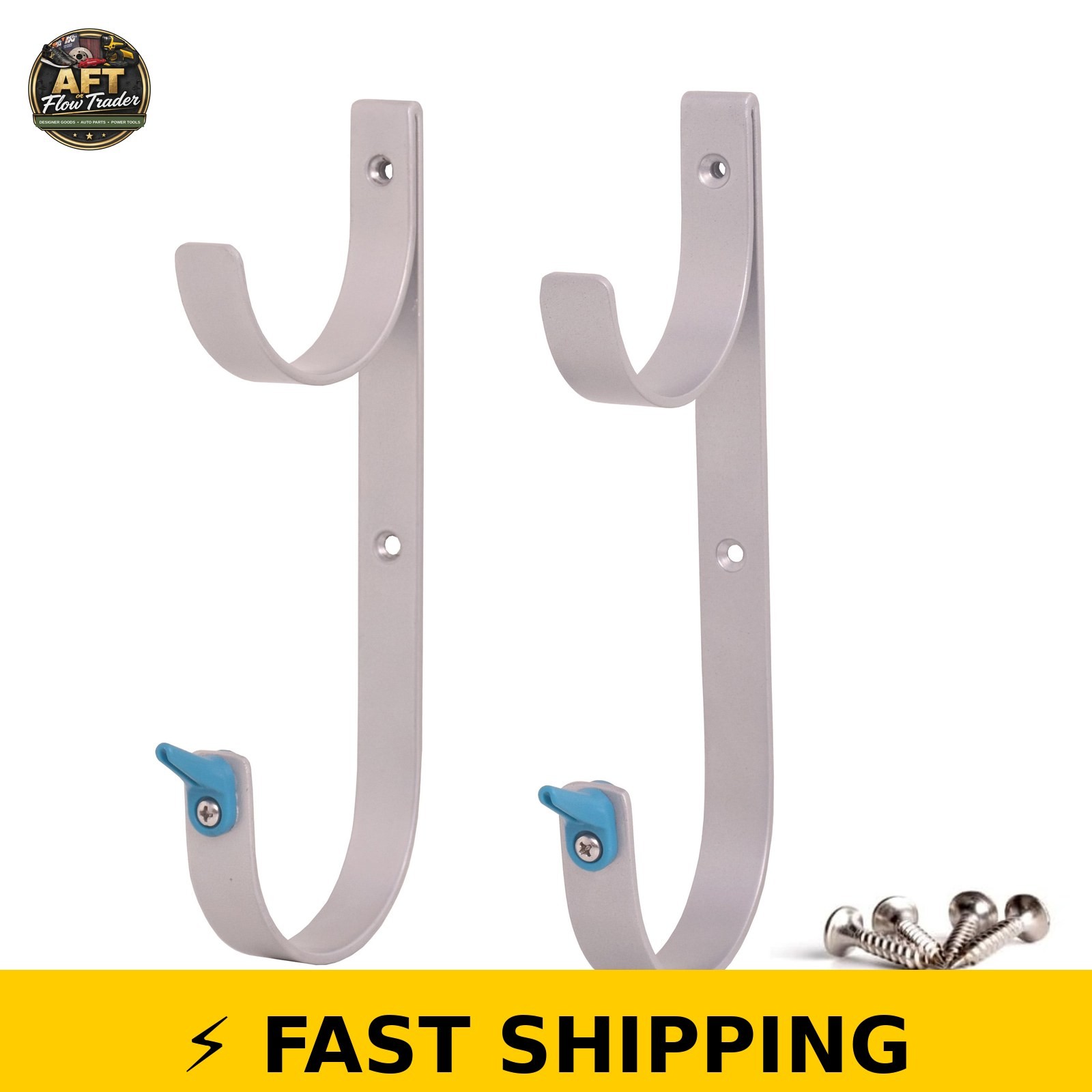 Bluescapes Metal Pool Accessory Hooks – Silver, Set of 2