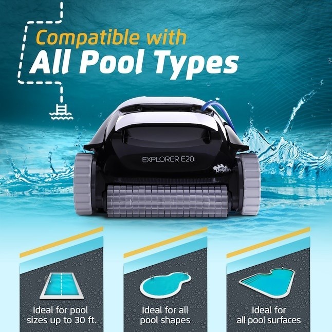 Dolphin Explorer E20 for Pools up to 33FT in Length 16-in Robotic Pool Vacuum