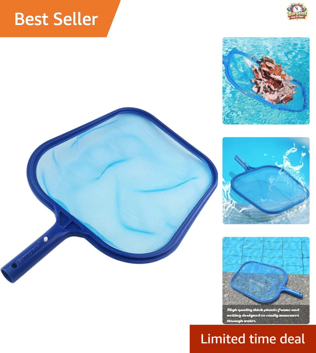 Effortless Pool Cleaning with 17.5×11.8in Leaf Skimmer & Fine Mesh Design