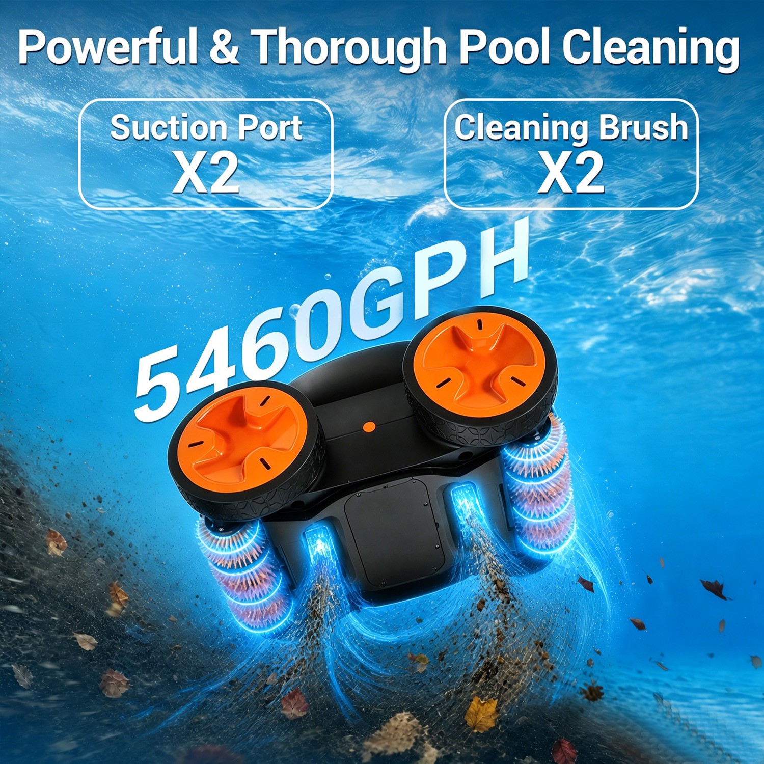 Cordless Robotic Pool Cleaner, APP&Remote Control Wall Climbing Waterline Floor