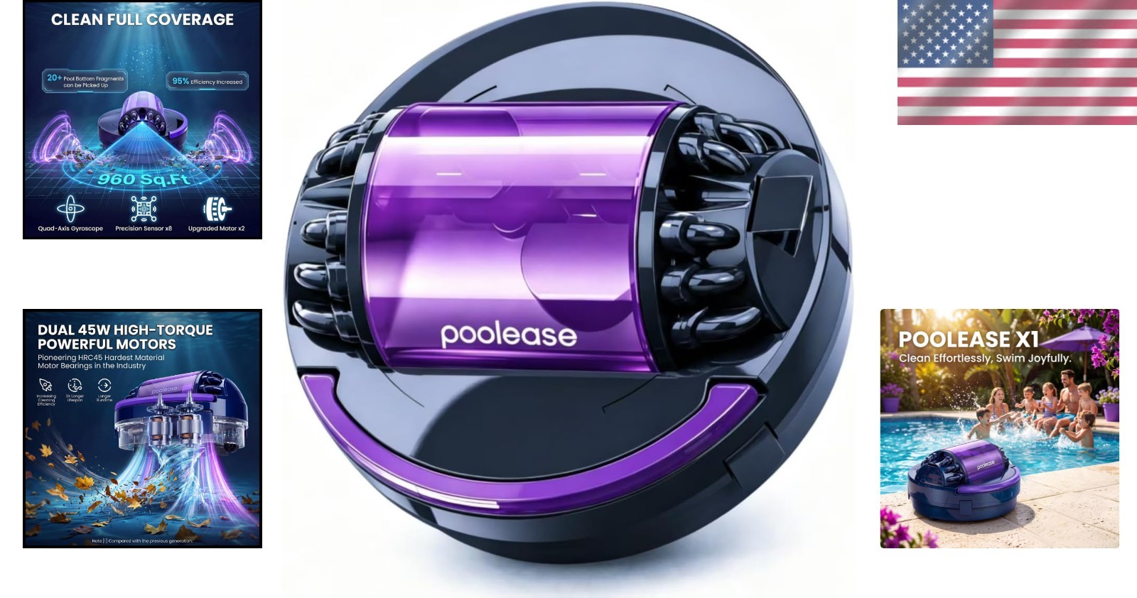 High-Power Dual-Motor Robotic Pool Cleaner with Self-Parking for Easy Use