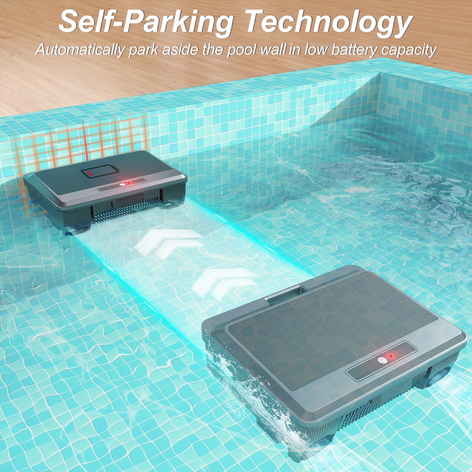 Robotic Pool Vacuum Cleaner, Solar Pool Skimmer for Inground Above Ground Pools