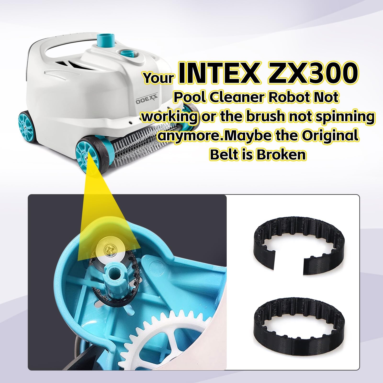 SZLTZK 5 Pcs Replacement Belts for INTEX ZX300 Automatic Pool Cleaner Black
