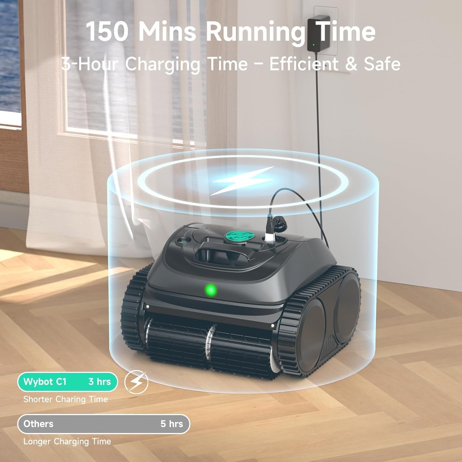 WYBOT C1 Wall Climb Robotic Pool Cleaner Cordless Pool Vacuum for In ground Pool