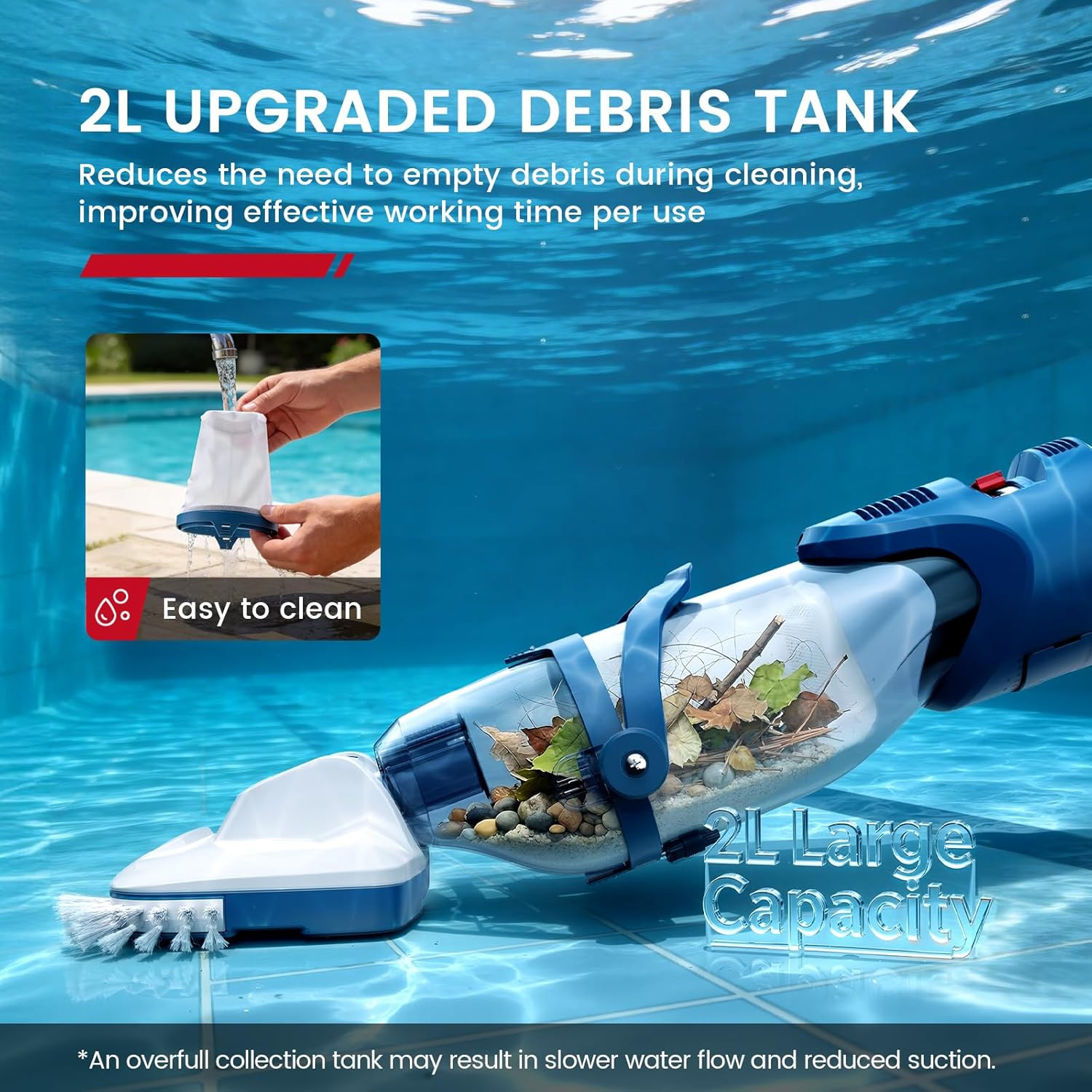 Cordless Pool Vacuum, Upgraded Dual Mode, 22 GPM Powerful Suction, 13.4″ Wide He