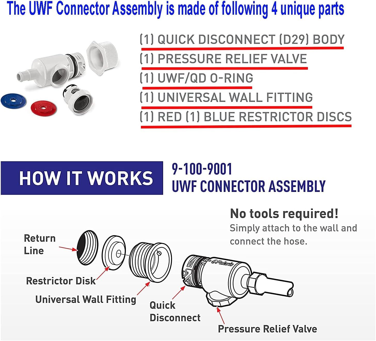 UWF Connector Assembly 9-100-9001 For Polaris 280 380 3900 Pool Cleaners