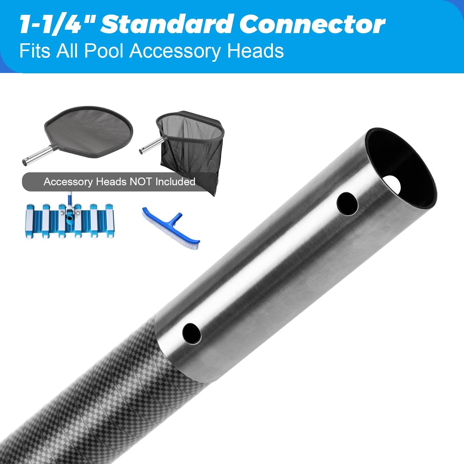 16FT Carbon Fiber Telescopic Pool Cleaning Maintenance Pole with Quick Lock